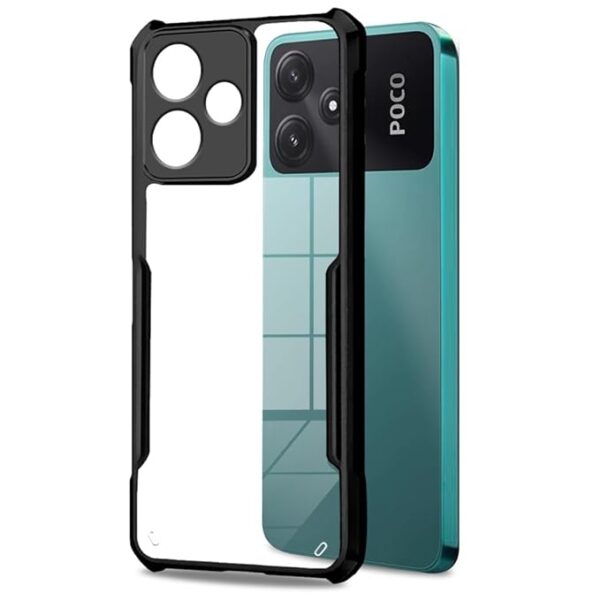 SNP-Shock Proof Clear Polycarbonate Protective Back Case For Mi Redmi 12 5G|Poco M6 Pro 5G - Airedge Technology|360 Degree Camera Protection|Transparent Hybrid Back Case Mobile Cover - Black - Image 4