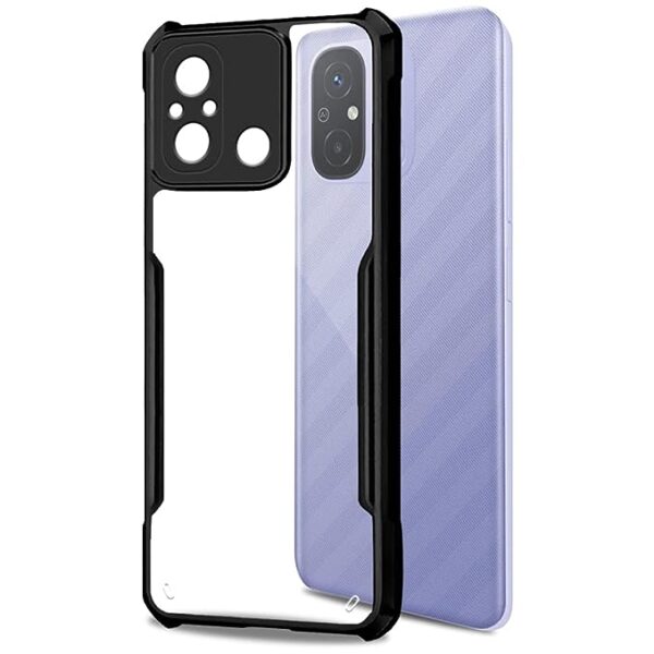 SNP-Redmi 12C / Poco C55 (4G) Back Case Cover | Camera Protection Shockproof Bumper-Edge | Acrylic Crystal Clear 360 Degree Protection TPU+PC | Transparent Eagle Back Case Cover (Black) - Image 4