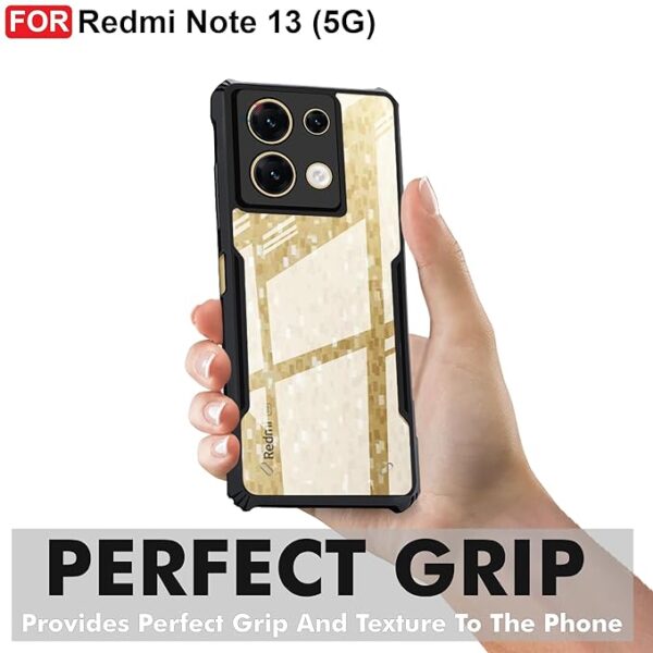 SNP-Shockproof Crystal Clear Back Cover Case for Mi Redmi Note 13 5G | 360 Degree Protection | Protective Design | Transparent Back Cover Case for Redmi Note 13 5G (PC & TPU, Black Bumper) - Image 4