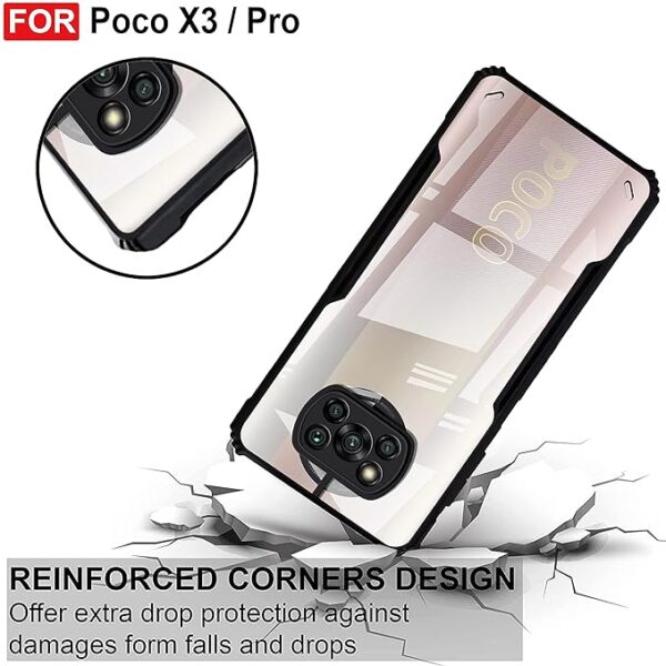 SNP-Solimo 360 Degree Protection Bumper Protective Design Shockproof Crystal Clear Transparent Back Cover Case for Poco X3 - Black - TPU+Plastic - Image 4