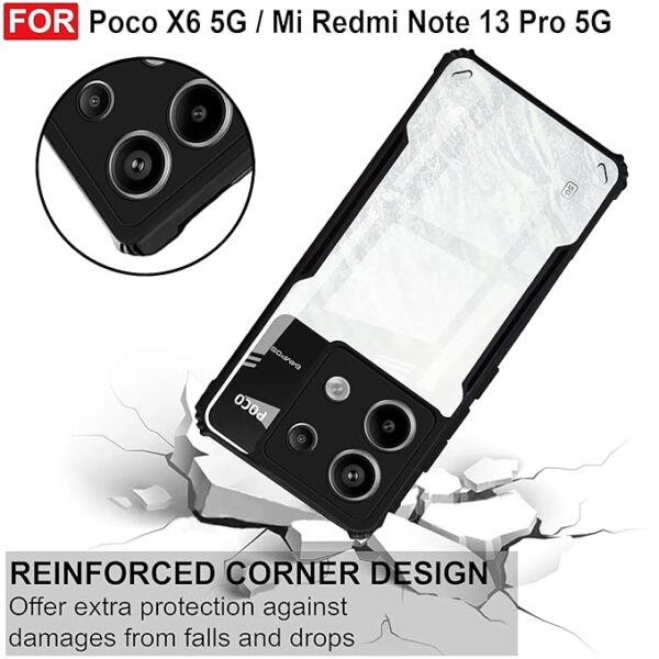 SNP-Back Case Cover for Poco X6 5G | Compatible for Poco X6 5G Back Case Cover | Clear Case with Camera Protection | (TPU + PC | Matte Black) - Image 4