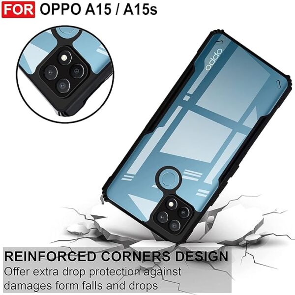 SNP-Shock Proof Clear Back Case Mobile Cover for Oppo A15 | Oppo A15s (Hard | Hybrid PC + TPU | Full Armour Device & Camera Protection | Black) - Image 4