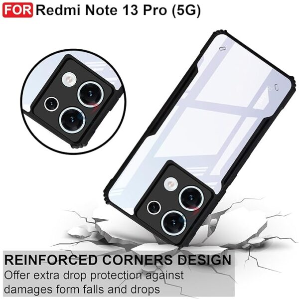 SNP-Shockproof Crystal Clear Back Cover Case for Mi Redmi Note 13 PRO 5G | 360 Degree Protection | Protective Design | Transparent Back Cover for Redmi Note 13 Pro (PC & TPU, Black Bumper) - Image 4