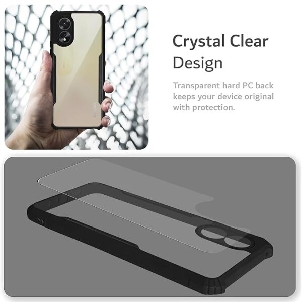 SNP-Oppo A38 / Oppo A18 (4G) Back Case Cover | Camera Protection Shockproof Bumper-Edge | Acrylic Crystal Clear 360 Degree Protection TPU+PC | Transparent Eagle Back Case Cover (Black) - Image 4
