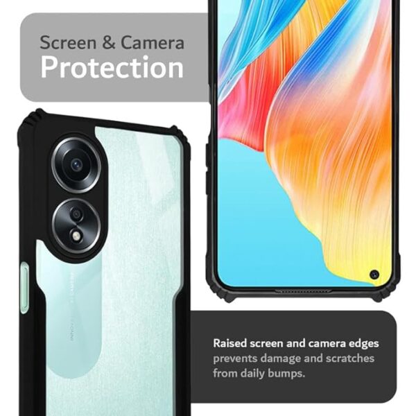 SNP-Oppo A78 (5G) Back Case Cover | Camera Protection Shockproof Bumper-Edge | Acrylic Crystal Clear 360 Degree Protection TPU+PC | Transparent Eagle Back Case Cover (Black) - Image 4