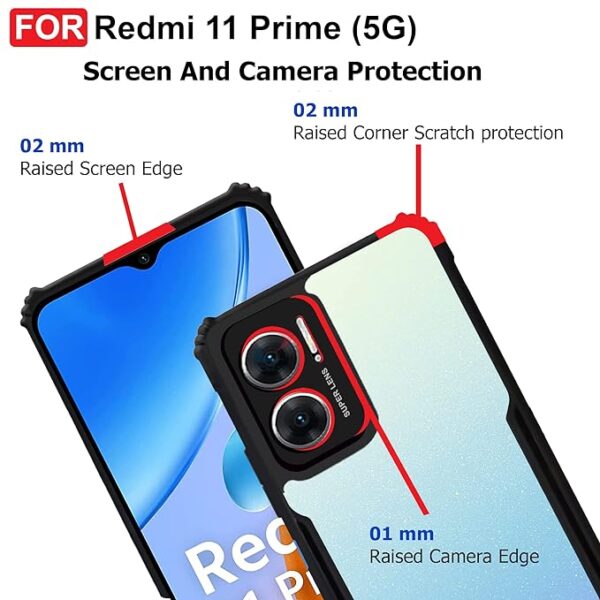 SNP-Redmi 11 Prime 5G Back Cover | Crystal Clear Transparent Back | Ultra Hyrbid | Full Camera Protection | Raised Edge | Bumper Back Case for Redmi 11 Prime 5G (Plastic, Black) - Image 5