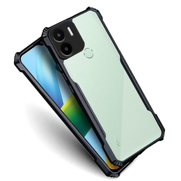 SNP-Poco C51 / Redmi A1 Plus/Redmi A2 Plus/Poco C50 Back Cover | Crystal Clear Transparent Back | Ultra Hybrid | Full Camera Protection | Raised Edge | Bumper Back Case (Black) - Image 5