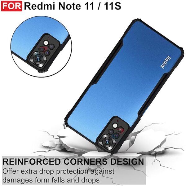 SNP-Redmi Note 11 / Note 11S (4G) Back Case Cover | Camera Protection Shockproof Bumper-Edge | Acrylic Crystal Clear 360 Degree Protection TPU+PC | Transparent Eagle Back Case Cover (Black) - Image 5