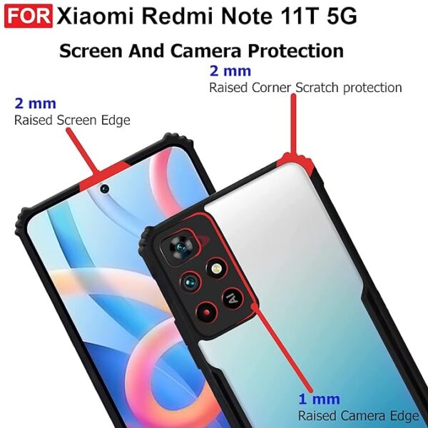 SNP-Redmi Note 11T (5G) / Poco M4 Pro (5G) Back Case Cover | Camera Protection Shockproof Bumper-Edge | Acrylic Crystal Clear 360 Degree Protection TPU+PC | Transparent Eagle Back Case Cover (Black) - Image 5