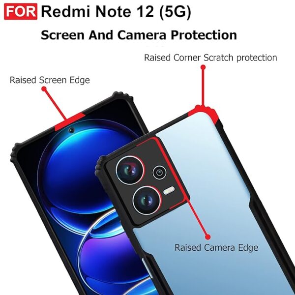 SNP-Shock Proof Back Case for Redmi Note 12 5G | Poco X5 5G - AirEDGE Technology | Camera Protection | Transparent Hybrid Mobile Back Case Cover - Earthy Black - Image 5