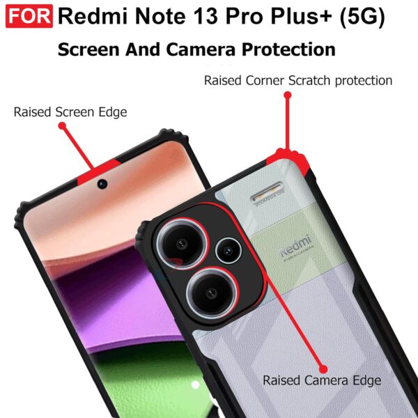 SNP-Mi Redmi Note 13 Pro Plus 5G Back Cover Case | 360 Degree Protection | Shock Proof Design | Transparent Back Cover Case for Redmi Note 13 Pro Plus (PC & TPU, Black Bumper) - Image 5