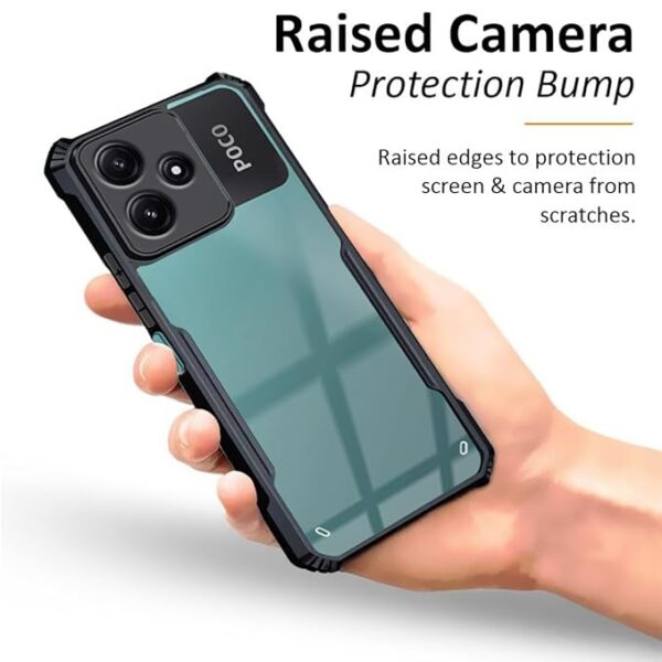 SNP-Shock Proof Clear Polycarbonate Protective Back Case For Mi Redmi 12 5G|Poco M6 Pro 5G - Airedge Technology|360 Degree Camera Protection|Transparent Hybrid Back Case Mobile Cover - Black - Image 5