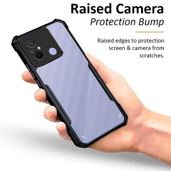 SNP-Redmi 12C / Poco C55 (4G) Back Case Cover | Camera Protection Shockproof Bumper-Edge | Acrylic Crystal Clear 360 Degree Protection TPU+PC | Transparent Eagle Back Case Cover (Black) - Image 5