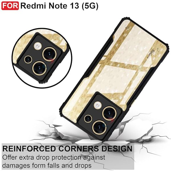 SNP-Shockproof Crystal Clear Back Cover Case for Mi Redmi Note 13 5G | 360 Degree Protection | Protective Design | Transparent Back Cover Case for Redmi Note 13 5G (PC & TPU, Black Bumper) - Image 5