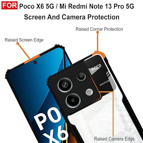 SNP-Back Case Cover for Poco X6 5G | Compatible for Poco X6 5G Back Case Cover | Clear Case with Camera Protection | (TPU + PC | Matte Black) - Image 5
