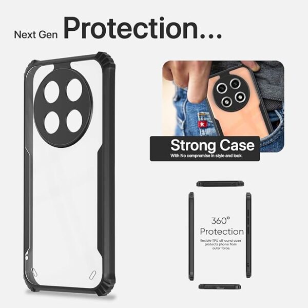 SNP-Back Cover for Oppo A2 Pro 5G | Ultra Hybrid Transparent | Full Camera Protection | Raised Edge | Crystal Clear Bumper Case(Black) - Image 5
