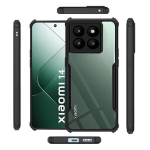 SNP-Shock Proof Clear Protective Back Case for Xiaomi 14 - AirEDGE Technology | 360 Degree Camera Protection | Transparent Hybrid Back Case Mobile Cover - Black