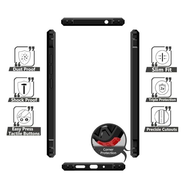 SNP-Redmi 12C / Poco C55 (4G) Back Case Cover | Camera Protection Shockproof Bumper-Edge | Acrylic Crystal Clear 360 Degree Protection TPU+PC | Transparent Eagle Back Case Cover (Black) - Image 6