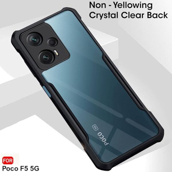 SNP-Shockproof Crystal Clear Back Cover Case for Mi Poco F5 5G | 360 Degree Protection | Protective Design | Transparent Back Cover Case for Mi Poco F5 5G (Black Bumper) - Image 6