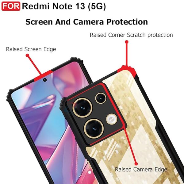 SNP-Shockproof Crystal Clear Back Cover Case for Mi Redmi Note 13 5G | 360 Degree Protection | Protective Design | Transparent Back Cover Case for Redmi Note 13 5G (PC & TPU, Black Bumper) - Image 6