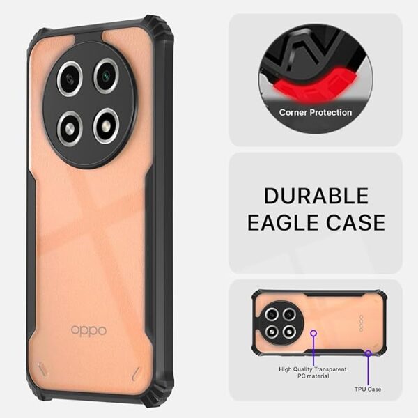 SNP-Back Cover for Oppo A2 Pro 5G | Ultra Hybrid Transparent | Full Camera Protection | Raised Edge | Crystal Clear Bumper Case(Black) - Image 6