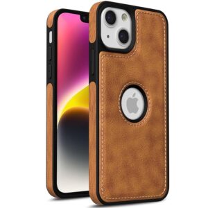 Back Cover | Flexible Pu Leather | Full Camera Protection | Raised Edges | Super Soft-Touch | Bumper Case for iPhone 13 (Brown)