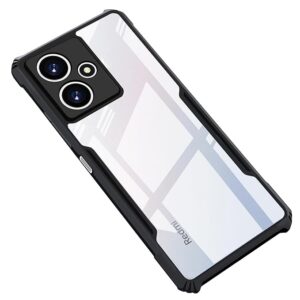 SNP-Redmi 12 (5G) / Poco M6 Pro (5G) Back Case Cover | Camera Protection Shockproof Bumper-Edge | Acrylic Crystal Clear 360 Degree Protection TPU+PC | Transparent Eagle Back Case Cover (Black)