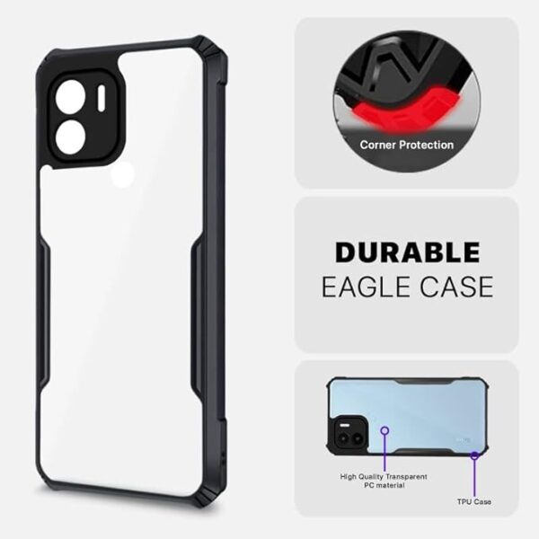 SNP-Poco C51 / Redmi A1 Plus/Redmi A2 Plus/Poco C50 Back Cover | Crystal Clear Transparent Back | Ultra Hybrid | Full Camera Protection | Raised Edge | Bumper Back Case (Black) - Image 7