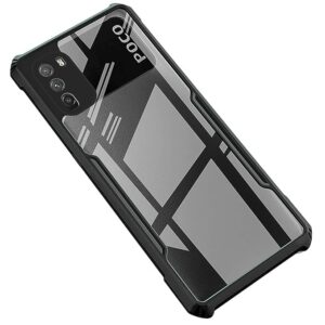 SNP-Poco M3 Back Cover |Transparent Back Case|Ultra Thin Slim Crystal Clear Hard PC with TPU Bumper, Military-Grade Protection Case for Poco M3 -Black