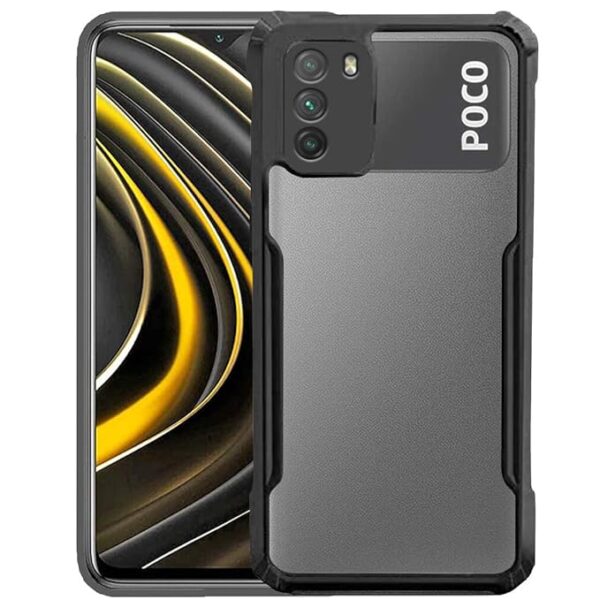 SNP-Poco M3 Back Cover |Transparent Back Case|Ultra Thin Slim Crystal Clear Hard PC with TPU Bumper, Military-Grade Protection Case for Poco M3 -Black - Image 4