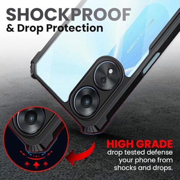 SNP-Oppo A78 (5G) Back Case Cover | Camera Protection Shockproof Bumper-Edge | Acrylic Crystal Clear 360 Degree Protection TPU+PC | Transparent Eagle Back Case Cover (Black) - Image 8