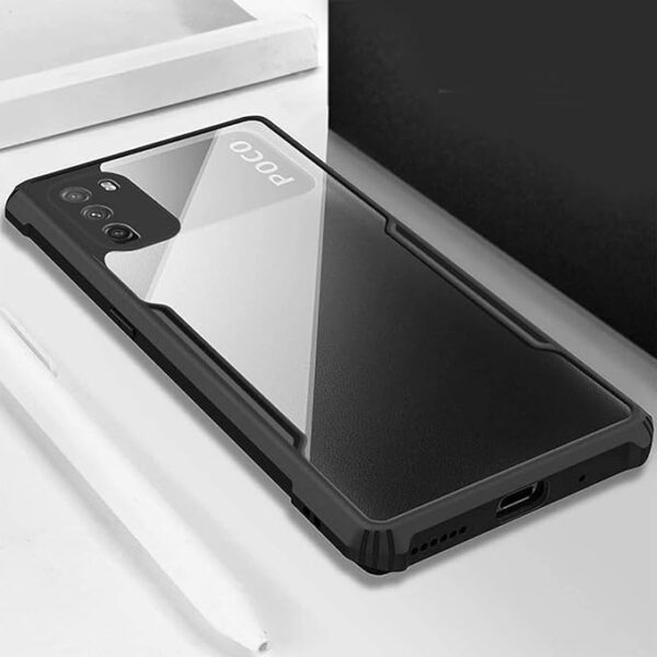 SNP-Poco M3 Back Cover |Transparent Back Case|Ultra Thin Slim Crystal Clear Hard PC with TPU Bumper, Military-Grade Protection Case for Poco M3 -Black - Image 5