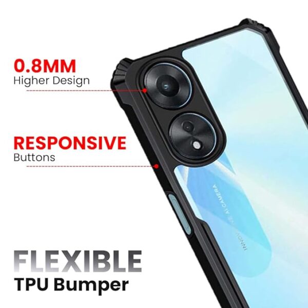 SNP-Oppo A78 (5G) Back Case Cover | Camera Protection Shockproof Bumper-Edge | Acrylic Crystal Clear 360 Degree Protection TPU+PC | Transparent Eagle Back Case Cover (Black) - Image 9