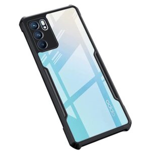 SNP-Shockproof Crystal Clear Back Cover Case for Oppo Reno 6 5G | 360� Protection | Protective Design | Transparent Back Cover Case (Black Bumper)