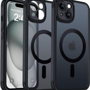 SNP-Polycarbonate Matte Back Cover Case Compatible with Mag-Safe Designed for iPhone 15 | Ultra Hybrid Camera Bump Protection, Black
