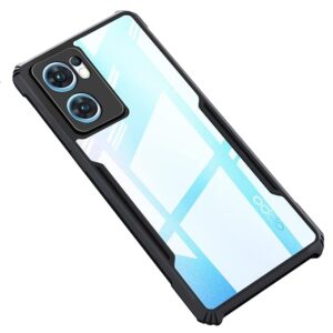 SNP-Back Cover for Oppo Reno 7 5G Mobile Back Case Shock Proof Design Camera Edges Protection Crystal Clear Phone Case Precise Cutouts Matte Black Soft Bumper Phone Cover