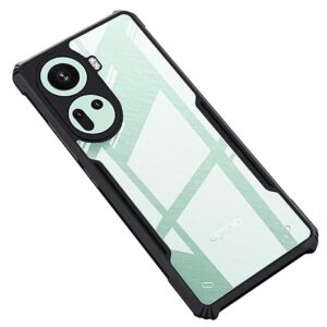 SNP-Oppo Reno 11 (5G) Back Case Cover | Camera Protection Shockproof Bumper-Edge | Acrylic Crystal Clear 360 Degree Protection TPU+PC | Transparent Eagle Back Case Cover (Black)