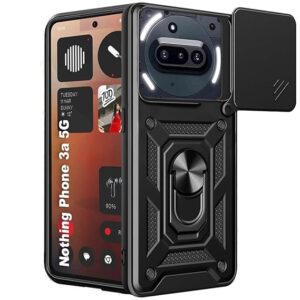 SNP-Armor Bumper Back Cover Case for Nothing Phone 3a 5G | Sliding Camera Cover, Kickstand & Ring Holder | 360 Degree Protection Back Cover Case for Nothing Phone 3a 5G (PC & TPU, Black)