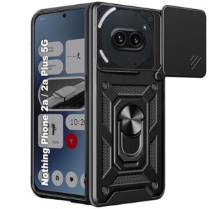 SNP-Armor Bumper Back Cover Case for Nothing Phone 2a / 2a Plus 5G | Sliding Camera Cover, Kickstand & Ring Holder | 360° Protection Back Cover for Nothing Phone 2a 5G (PC & TPU, Black)