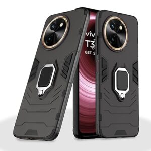 SNP-Vivo T3x 5G Back Cover | Dual Layer Armor Defender Full Body Protective + PC Hybrid Kickstand Back Case Cover for Vivo T3x 5G