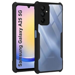 SNP- Shockproof Crystal Clear Back Cover Case for Samsung Galaxy A25 5G | 360 Degree Protection | Protective Design | Transparent Back Cover Case for Samsung A25 5G (PC & TPU, Black Bumper)