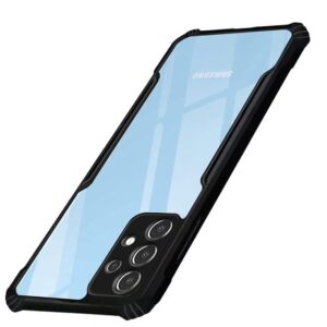 SNP- Back Cover Case for Samsung Galaxy A72 5G (Crystal Clear | Shockproof | Hybrid TPU & PC | Transparent | Black Bumper)