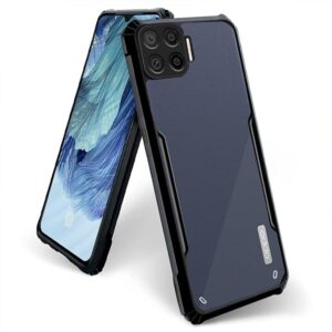 SNP- Shock Proof Clear Back Case Mobile Cover for Oppo F17 (Hard | Hybrid PC + TPU | Full Armour Device & Camera Protection | Black)