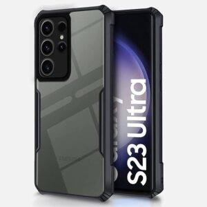 SNP-  Back Cover Case for Samsung Galaxy S23 Ultra 5G Compatible with MagSafe | Shockproof Design | Hard Transparent Back Cover Case for Samsung Galaxy S23 Ultra (PC & TPU, Black Sides)