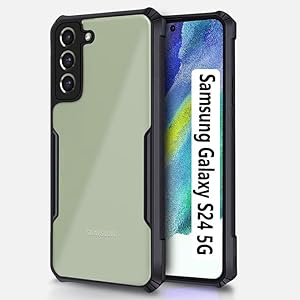 SNP- Crystal Clear Back Cover Case for Samsung Galaxy S24 5G | Shockproof Design | Camera Protection Bump | Transparent Back Cover Case for Samsung S24 5G (PC & TPU, Black Bumper)