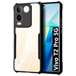 Back Cover for Vivo T2 Pro | Vivo S17E 5G Mobile Back Case Shock Proof Design Camera Edges Protection Crystal Clear Phone Case Precise Cutouts Matte Black Soft Bumper Phone Cover