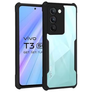 SNP- Back Case Cover for Vivo T3 5G | Compatible for Vivo T3 5G Back Case Cover | Clear Case with Camera Protection | (TPU + PC | Matte Black)