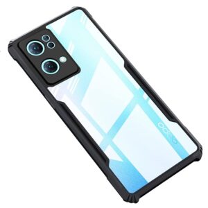 SNP-Oppo Reno 7 Pro (5G) Back Case Cover | Camera Protection Shockproof Bumper-Edge | Acrylic Crystal Clear 360 Degree Protection TPU+PC | Transparent Eagle Back Case Cover (Black)