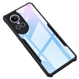 SNP- Back Cover for Oppo Reno 10 5G | Crystal Clear Transparent Back | Ultra Hyrbid | Full Camera Protection | Raised Edge | Bumper Cover (Black)