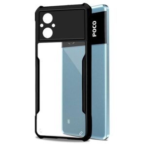 SNP- Shock Proof Clear Protective Back Case for Poco M4 5G - AirEDGE Technology | 360 Degree Camera Protection | Transparent Hybrid Back Case Mobile Cover - Black